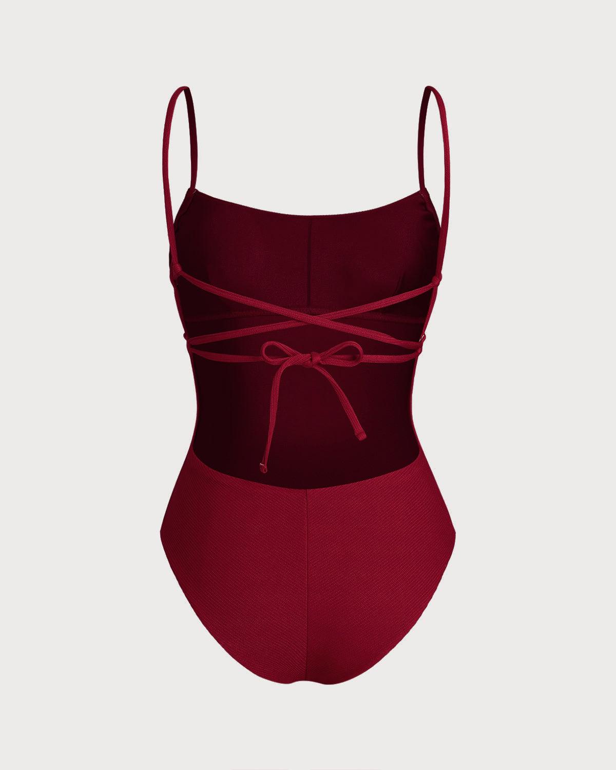 Red Bralette X Cross One Piece Swimwear Product Image