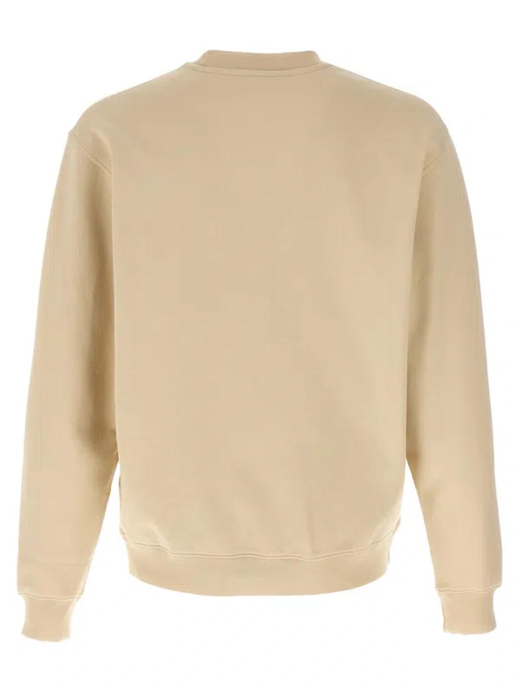 JACQUEMUS Organic Cotton Fleece Sweatshirt With Gros-grain Logo In Neutral Product Image