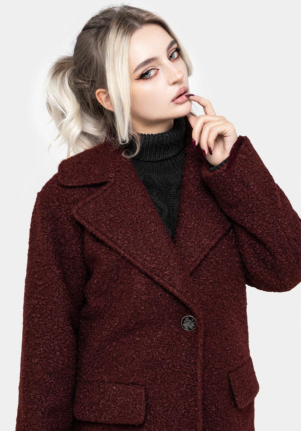 Gorgon Bouclé Oversized Coat - Red Product Image