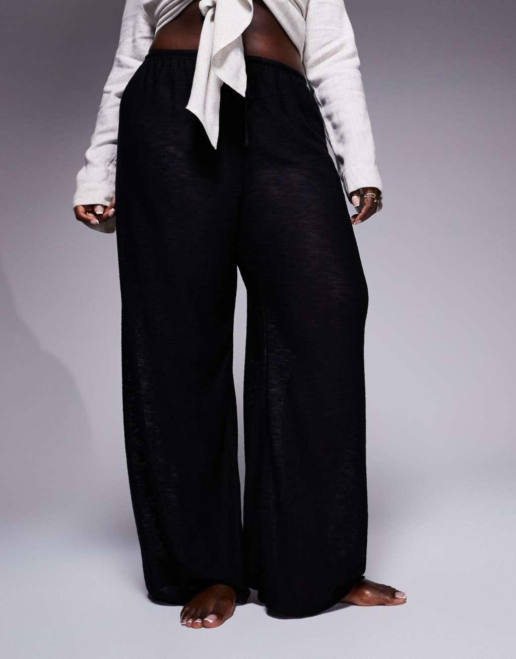 South Beach Curve knit beach pants in Black Product Image