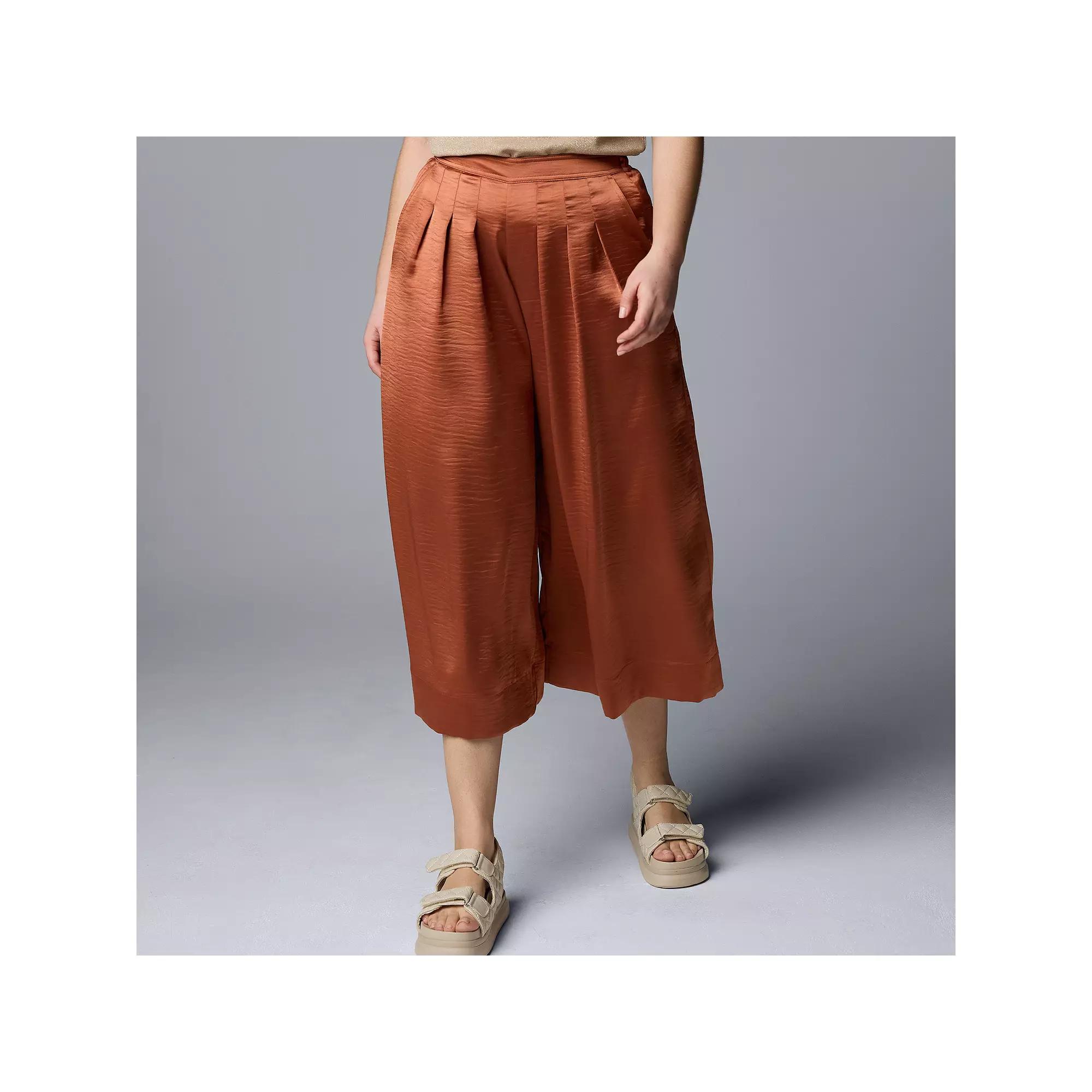 Women's Simply Vera Vera Wang Silky Pleated Culotte Pants, Size: XS, Baked Clay Product Image