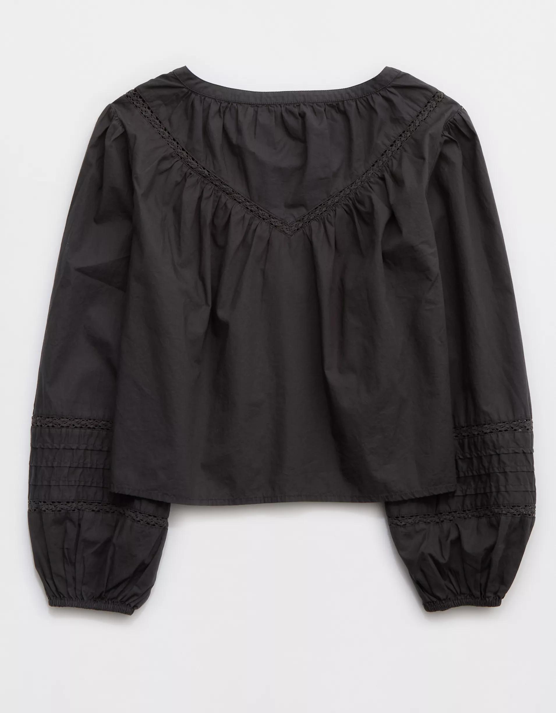 Aerie Long Sleeve Tie Front Top Product Image