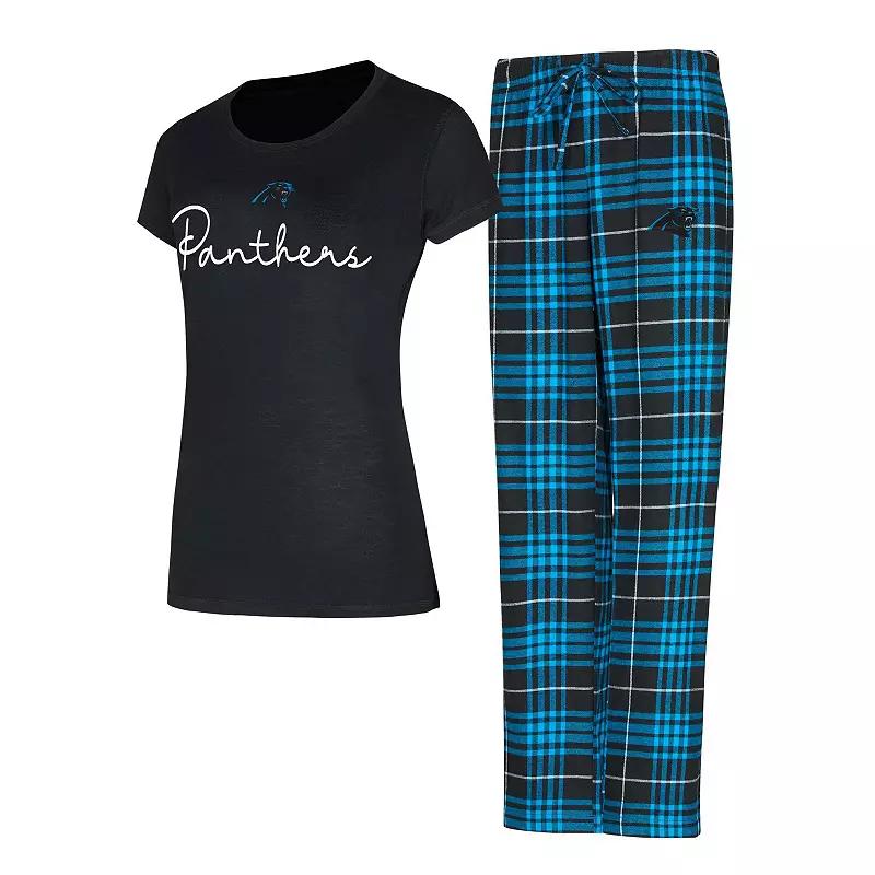 Women's Concepts Sport Carolina Panthers Vector T-Shirt & Flannel Pants Sleep Set, Size: 2XL, Black Product Image
