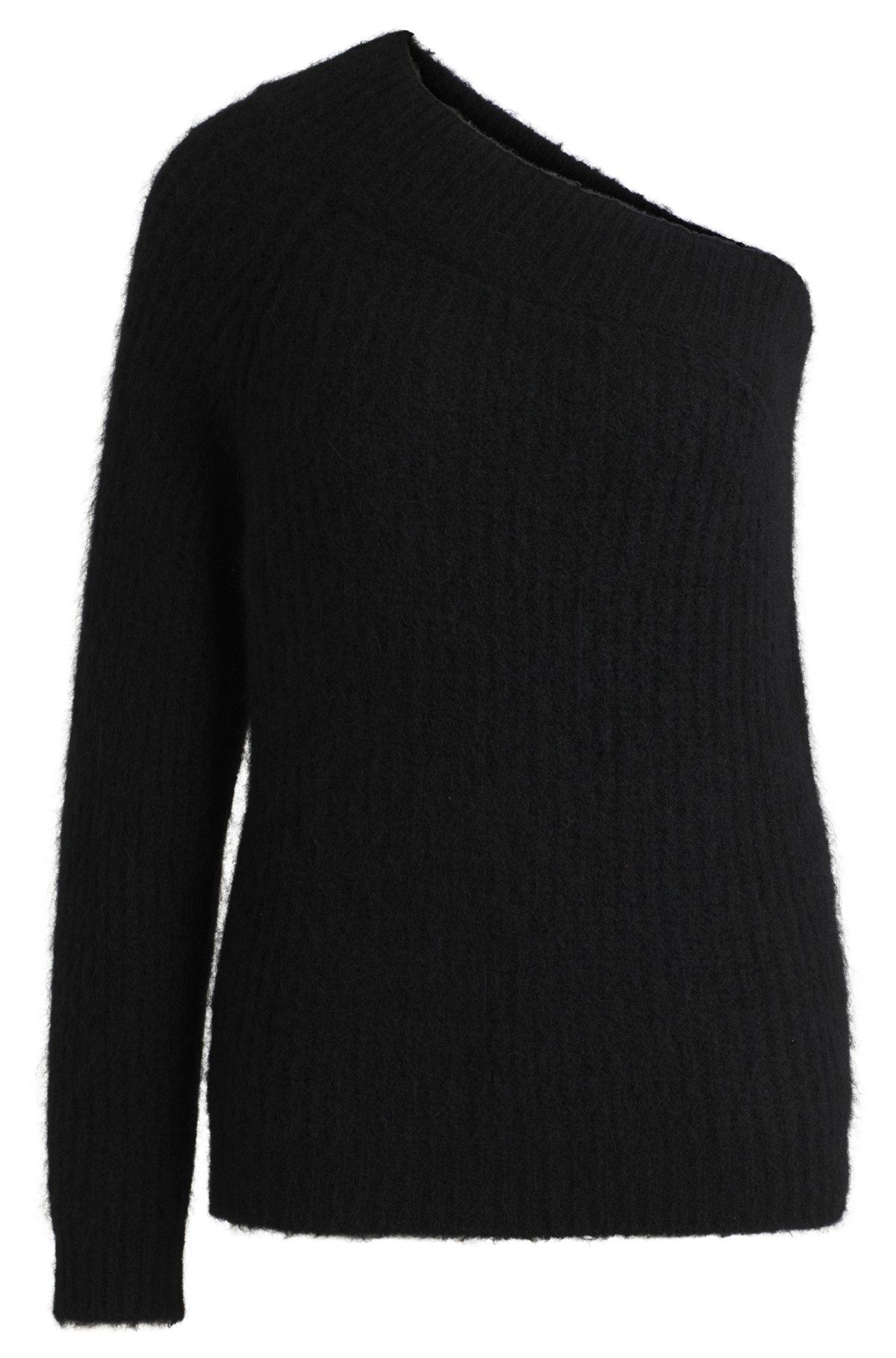 One-shoulder regular-fit sweater with knitted structure Product Image