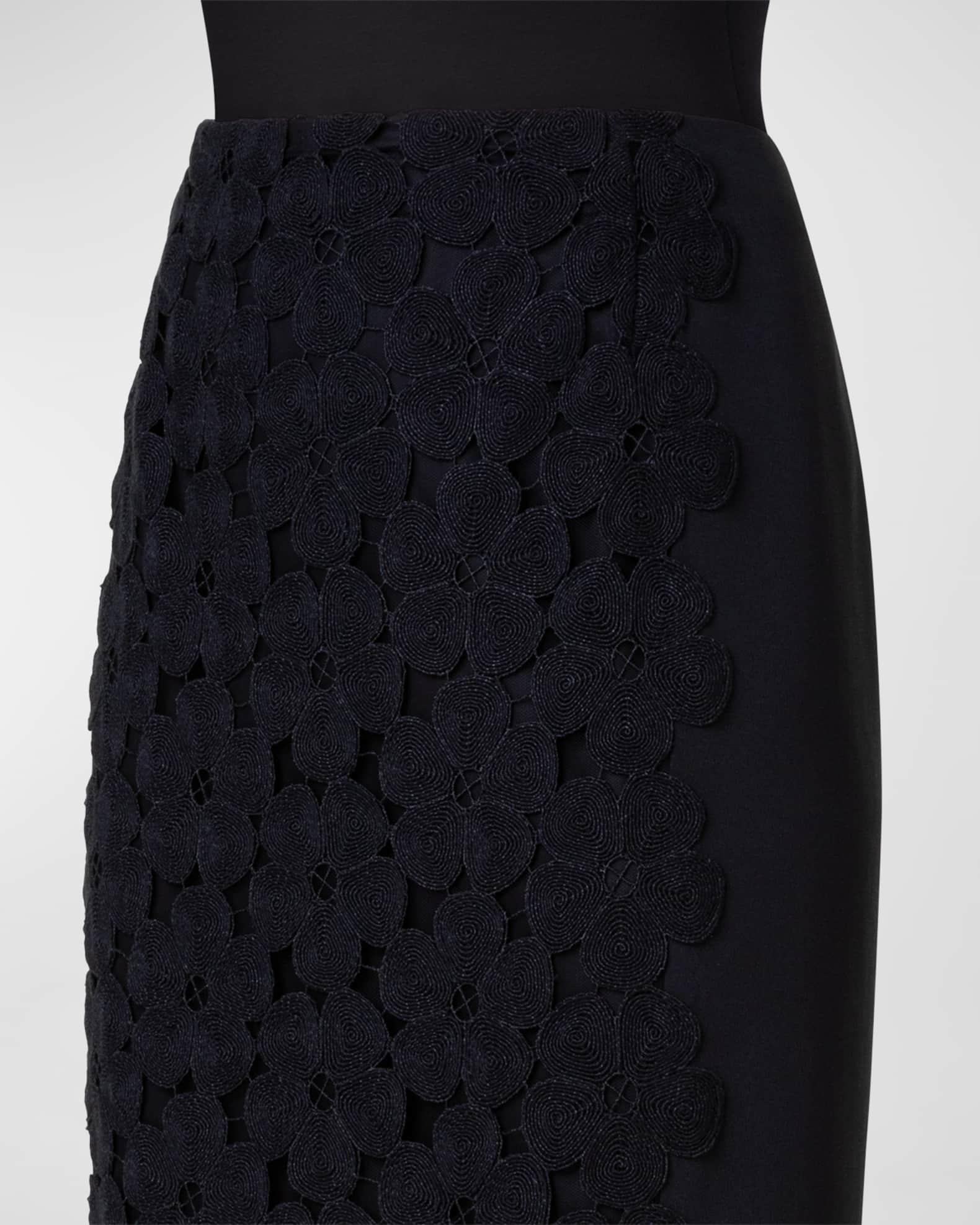 Anemone Embroidered Crepe Pencil Skirt Product Image