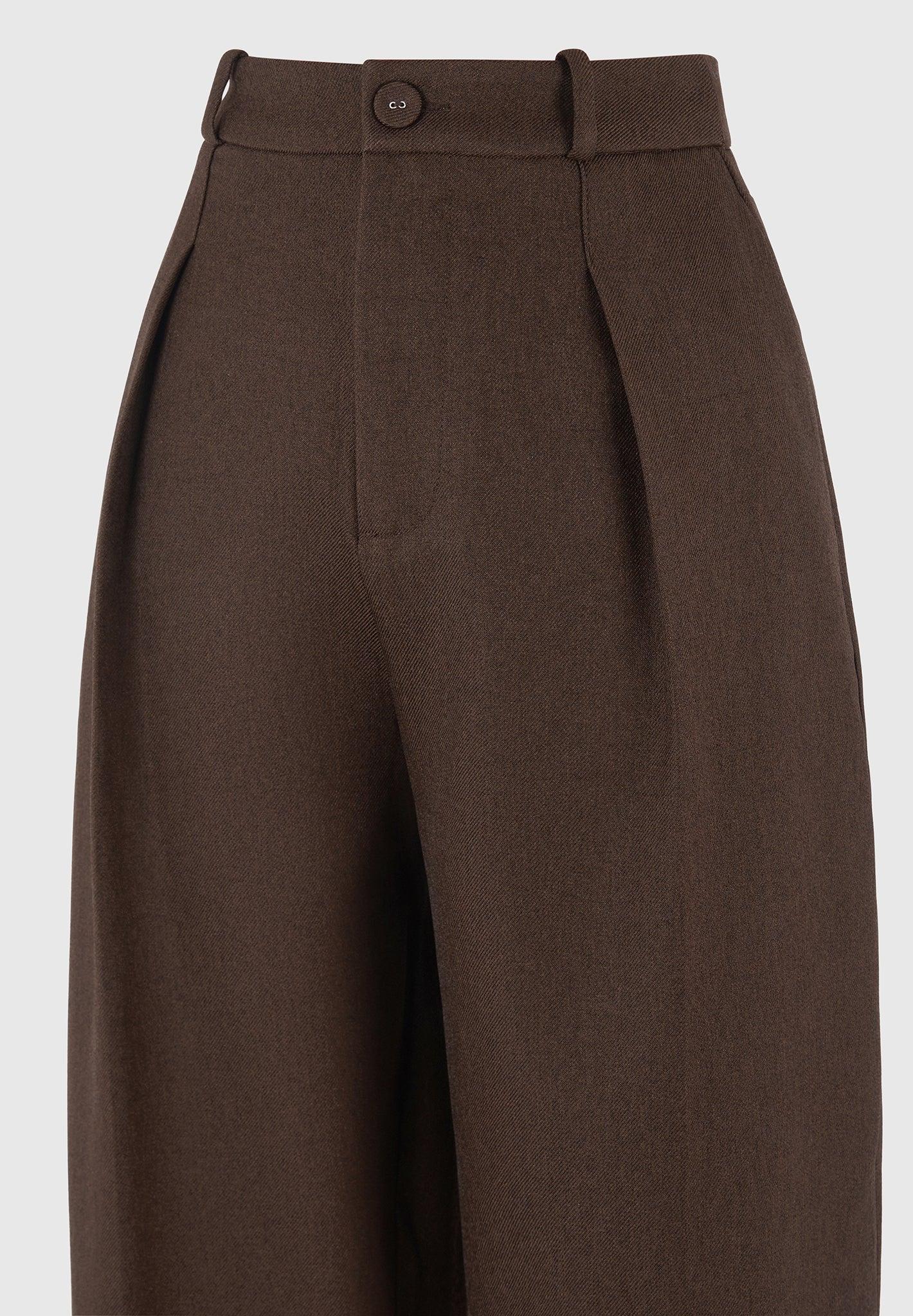 Sophie - Twist Leg Tailored Trousers - Brown Female Product Image