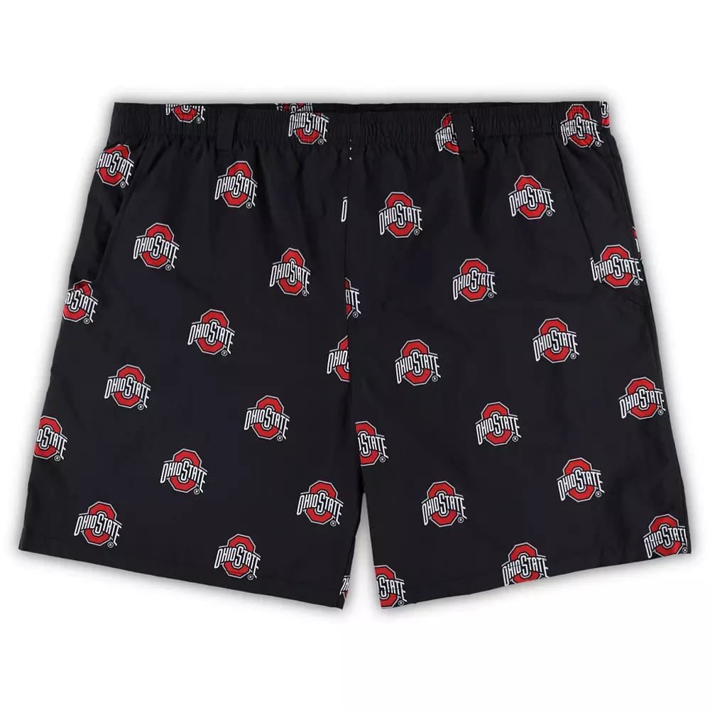 Men's Columbia Black Ohio State Buckeyes Big & Tall Backcast II Allover Print Omni-Shade Shorts,  Product Image