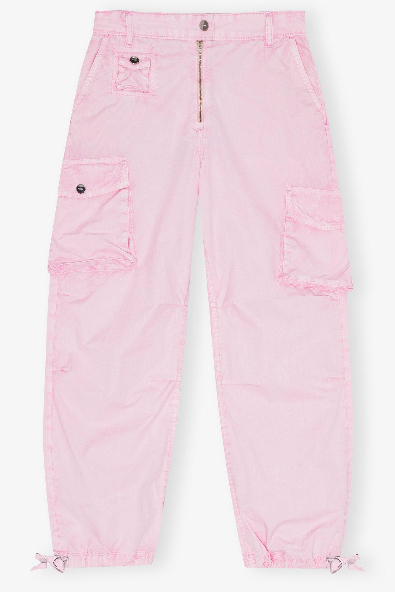 Pink Washed Cotton Twill Pants Product Image