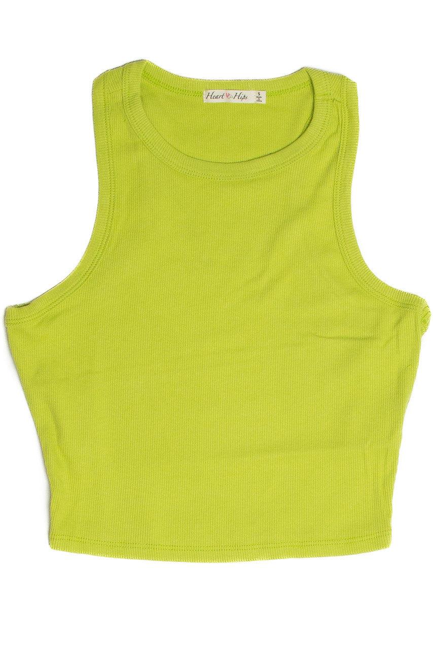 Lime Ribbed Crop Tank Product Image