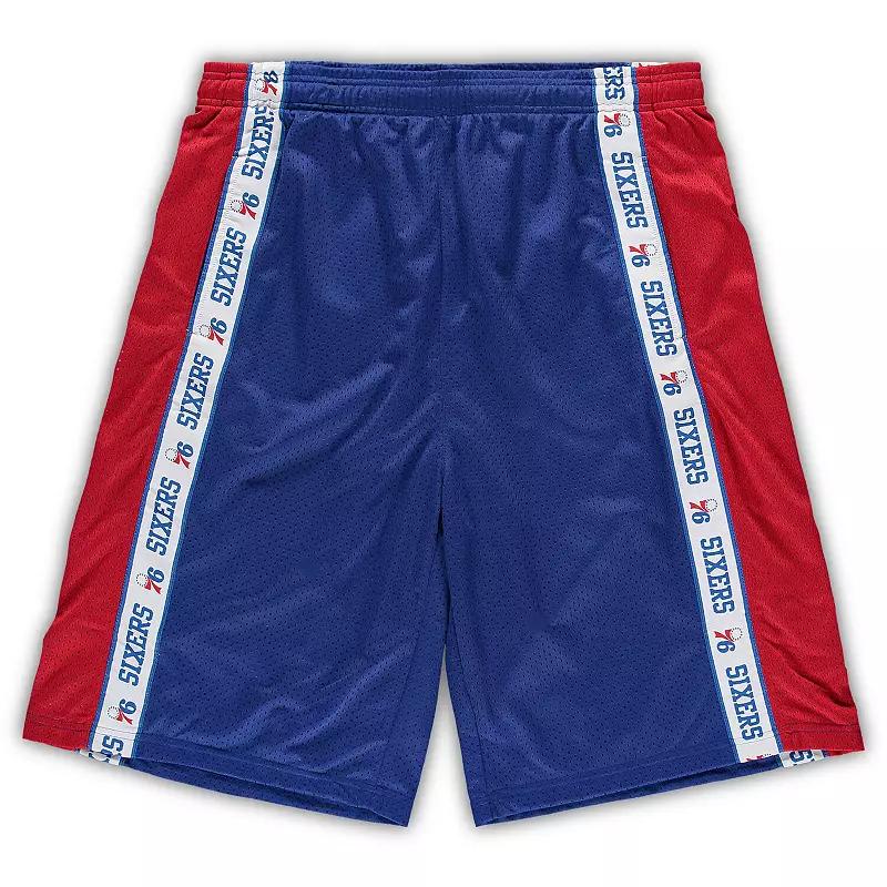 Men's Fanatics Branded Royal/Red Philadelphia 76ers Big & Tall Tape Mesh Shorts,  Product Image