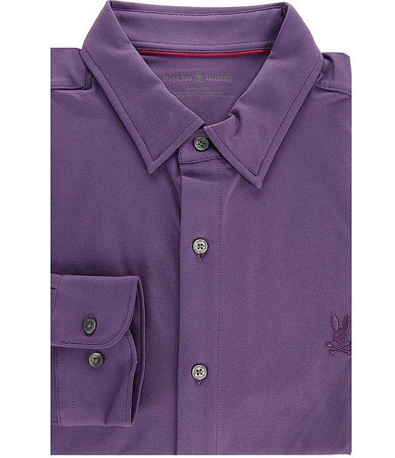 Psycho Bunny Jackson Classic Fit Stretch Knit Spread Collar Solid Dress Shirt Product Image