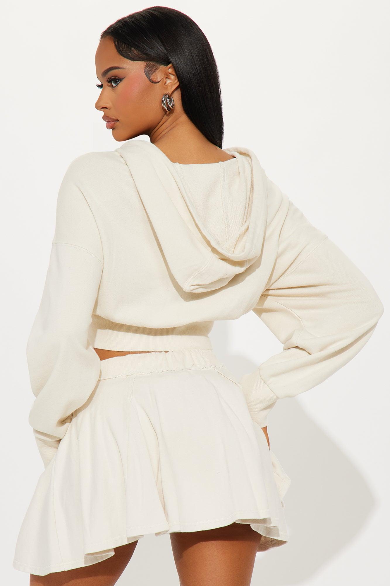 The Washed Cropped Hoodie - Cream Product Image