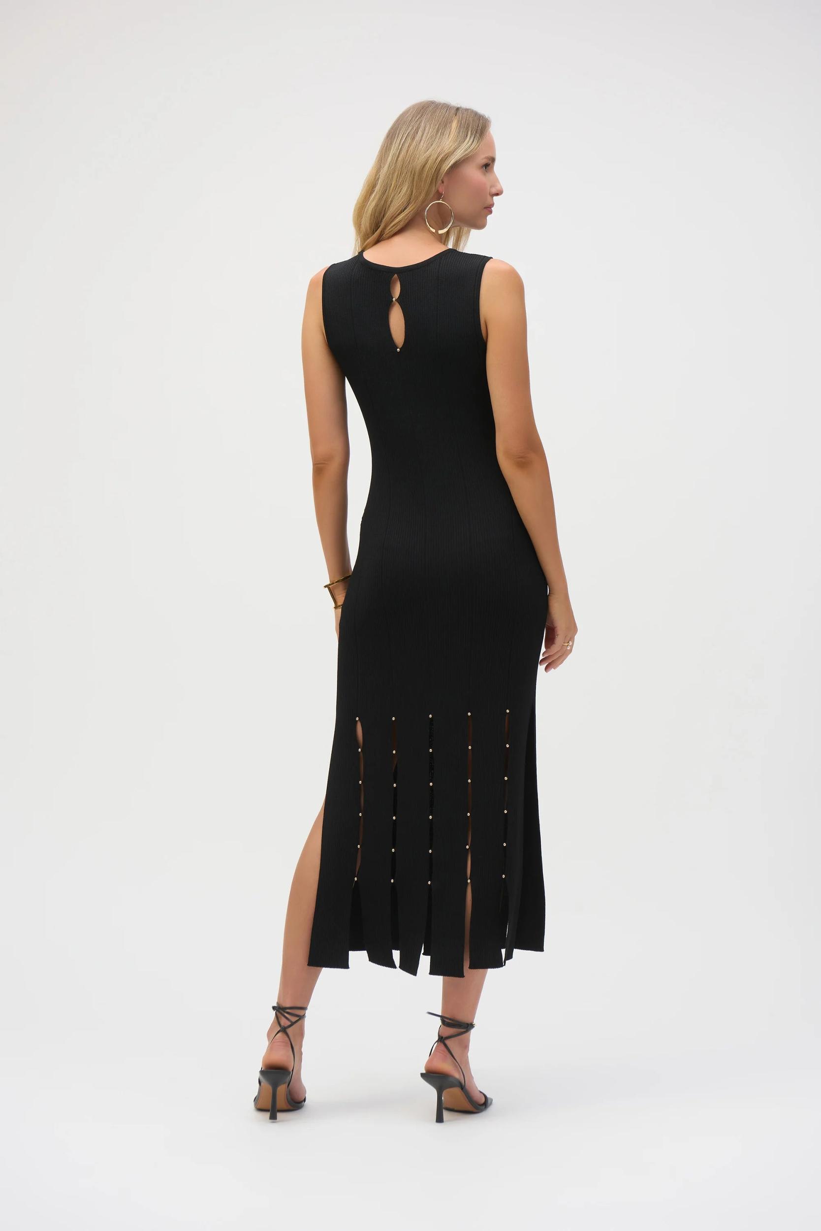 Sweater Knit Midi Dress with Car Wash Hem- Black Product Image