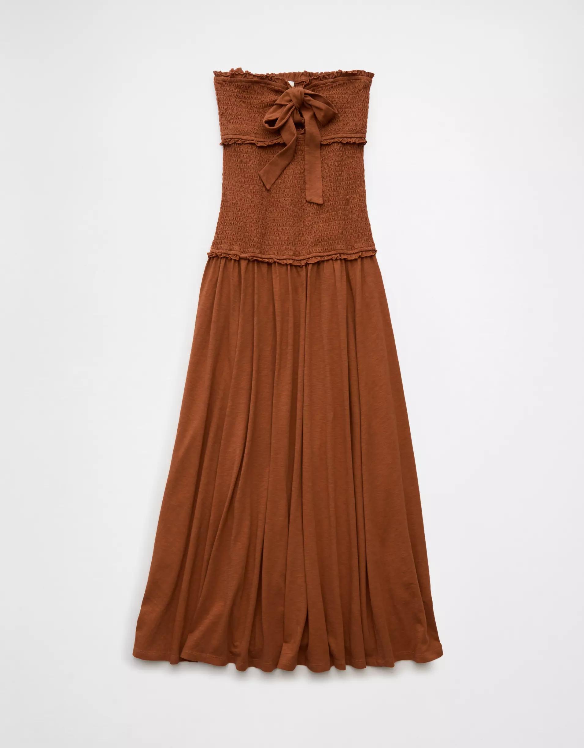 AE Sunchaser Knit Smocked Drop Waist Midi Dress Product Image