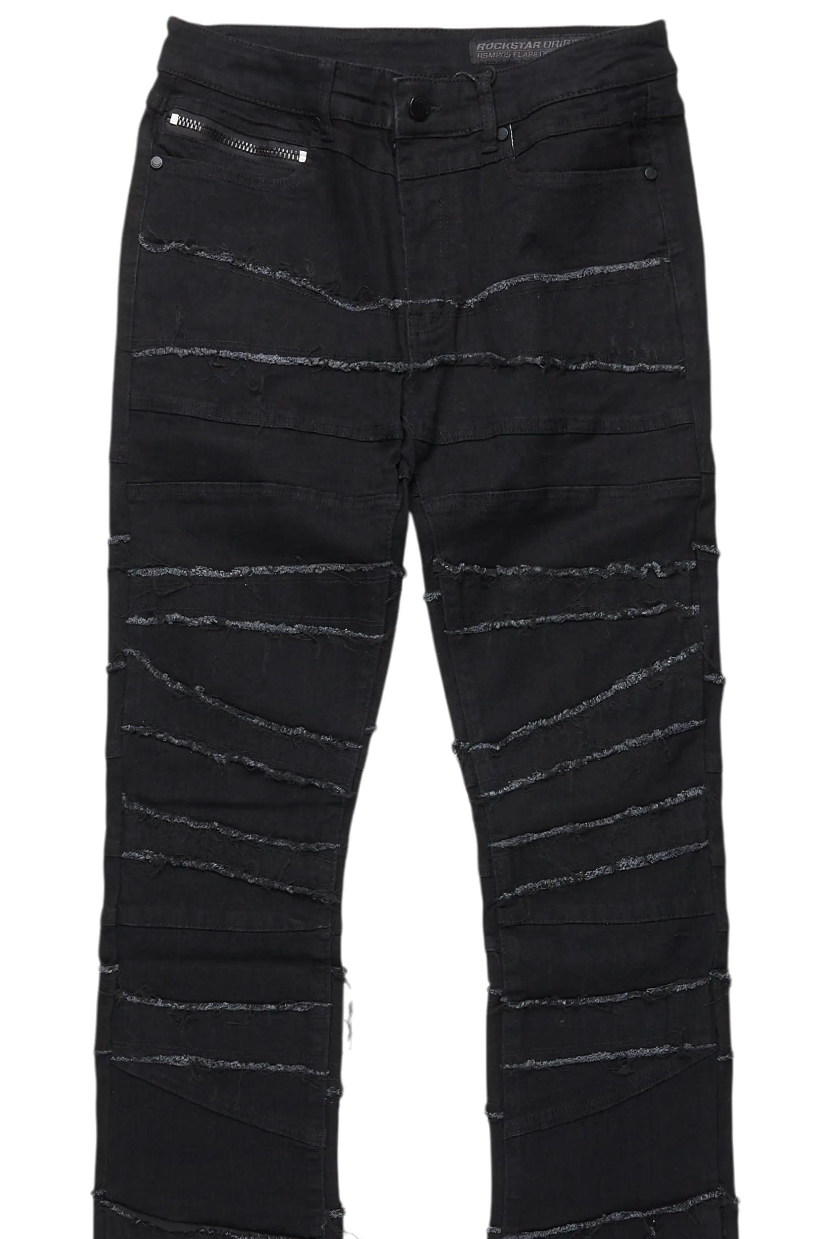 Franko Jet Black Stacked Flare Jean Male Product Image