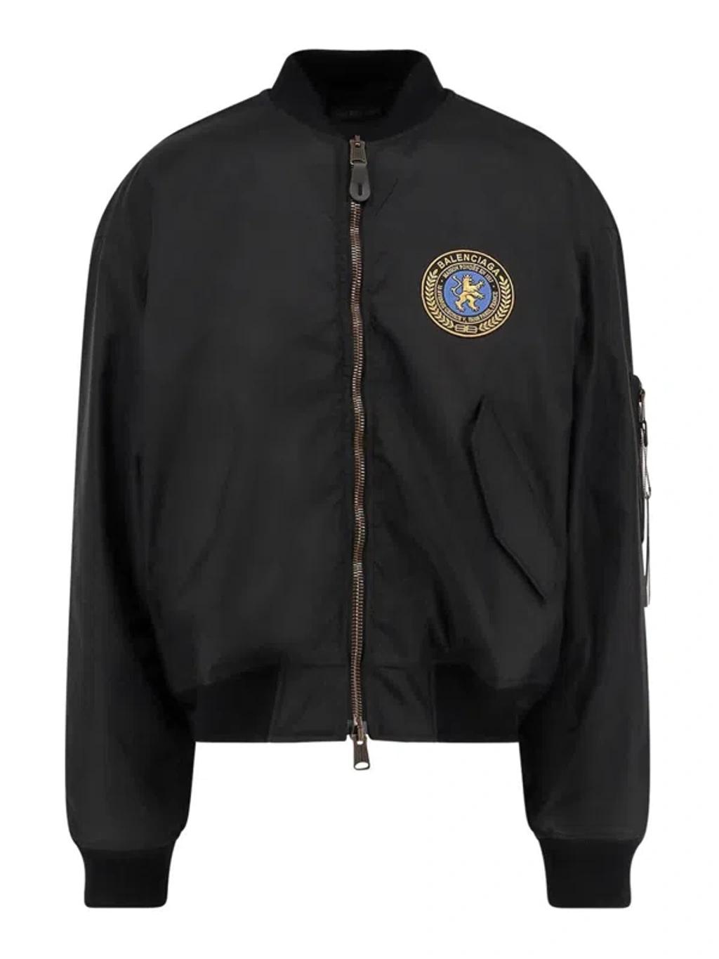 BALENCIAGA Nylon Uniform Merch Large Fit Bomber In Black Product Image