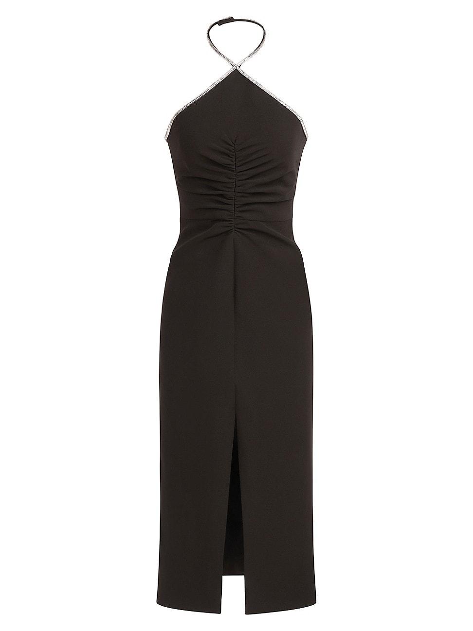Piper Crystal-Trim Crepe Midi Halter Dress Product Image
