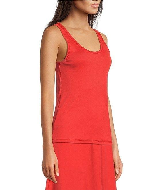 Eileen Fisher Organic Cotton Blend Stretch Rib Knit Scoop Neck Sleeveless Tank Product Image