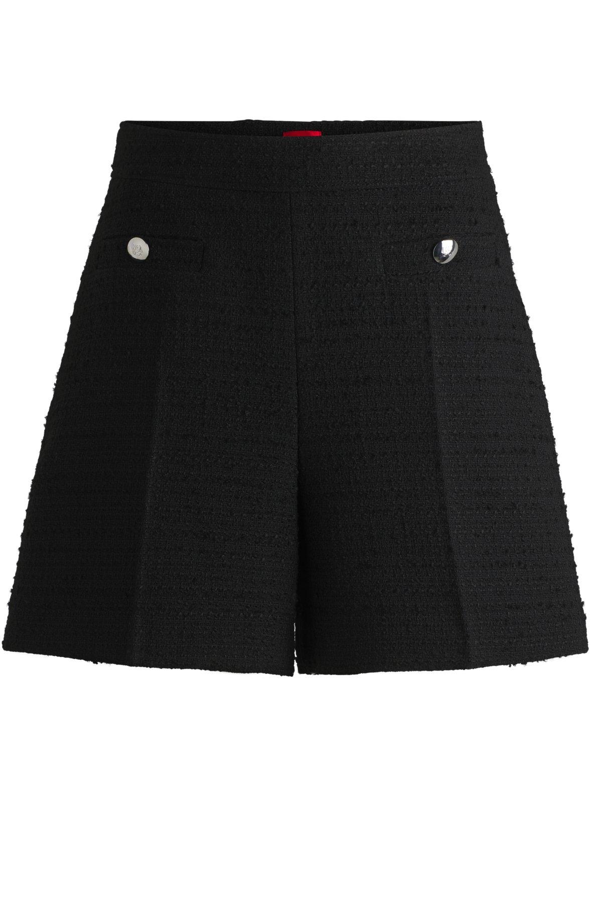 Bouclé shorts with stacked-logo buttons Product Image