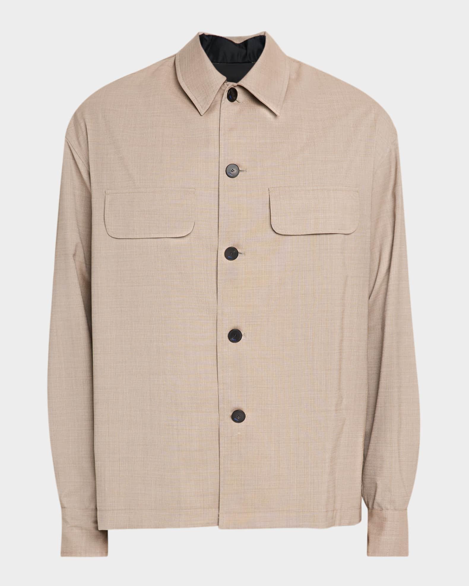 Men's Wool Sharkskin Flap-Pocket Overshirt Product Image