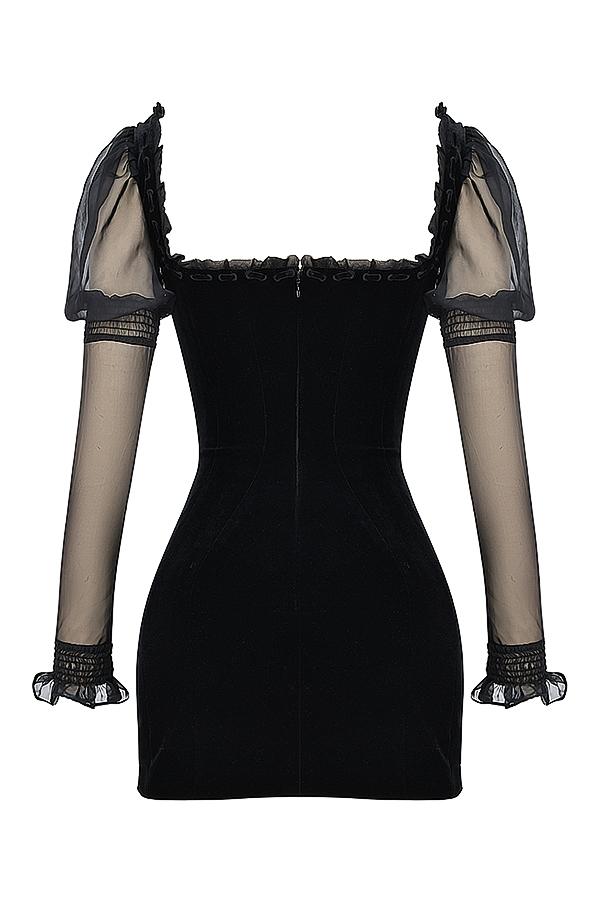 Syana  black velvet mini dress Product Image