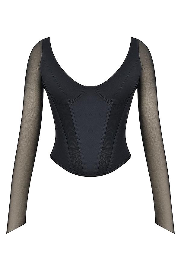 Araminta  black long sleeve corset Product Image