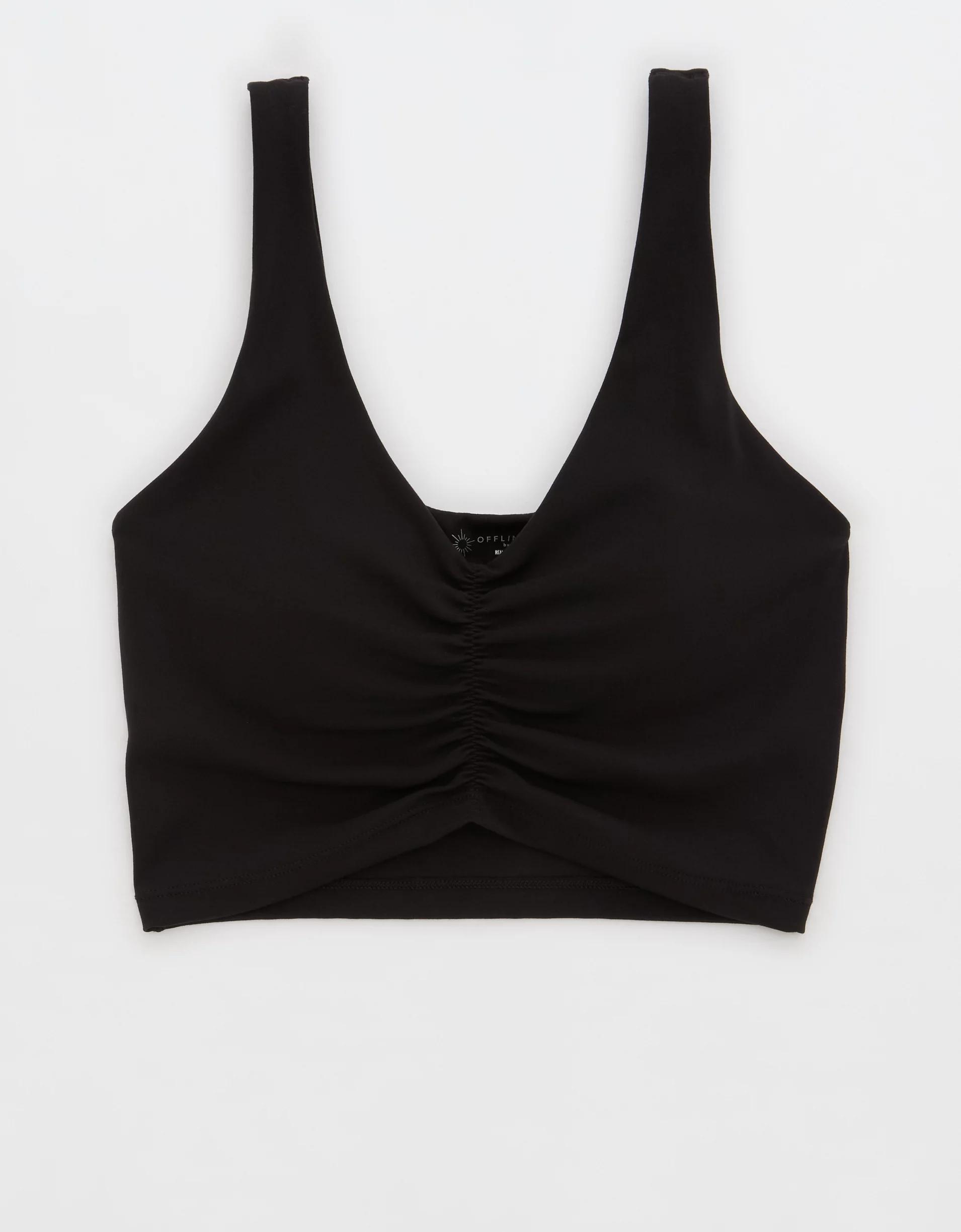 OFFLINE By Aerie Real Me Low Key Ruched Longline Sports Bra Product Image