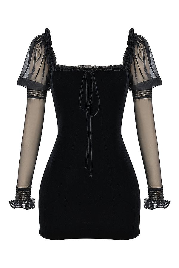 Syana  black velvet mini dress Product Image
