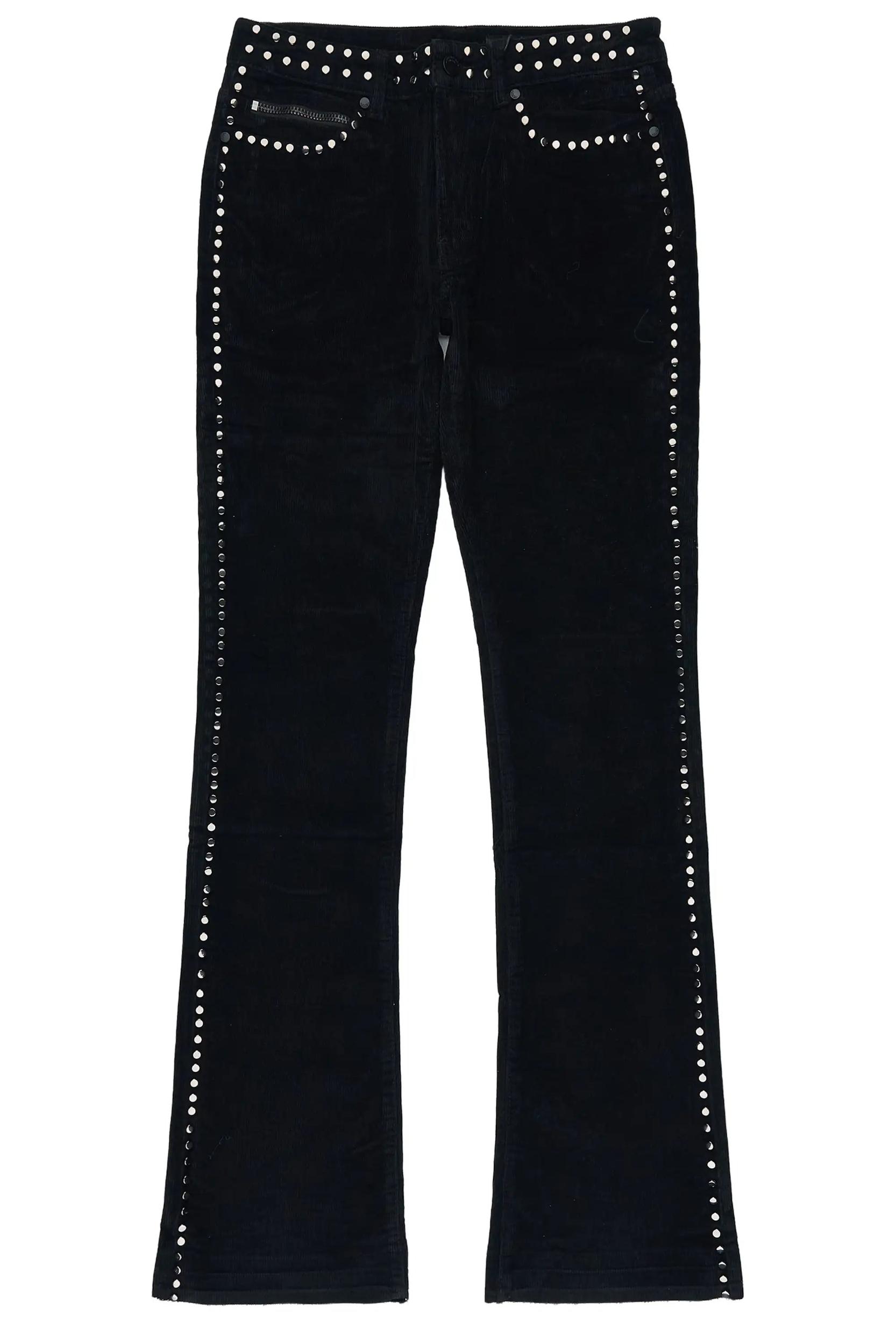 Vaile Jet Black Studded Stacked Flare Jean Male Product Image