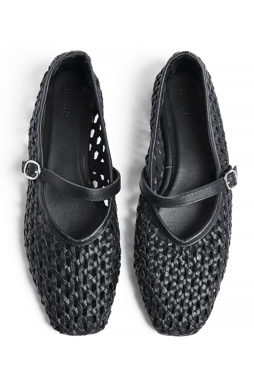 Woven Leather Ballerinas Product Image