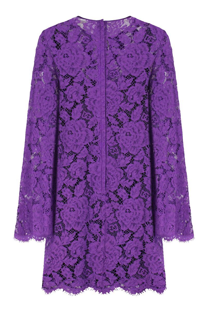 DOLCE & GABBANA Cordonetto Lace Short Dress In Purple Product Image