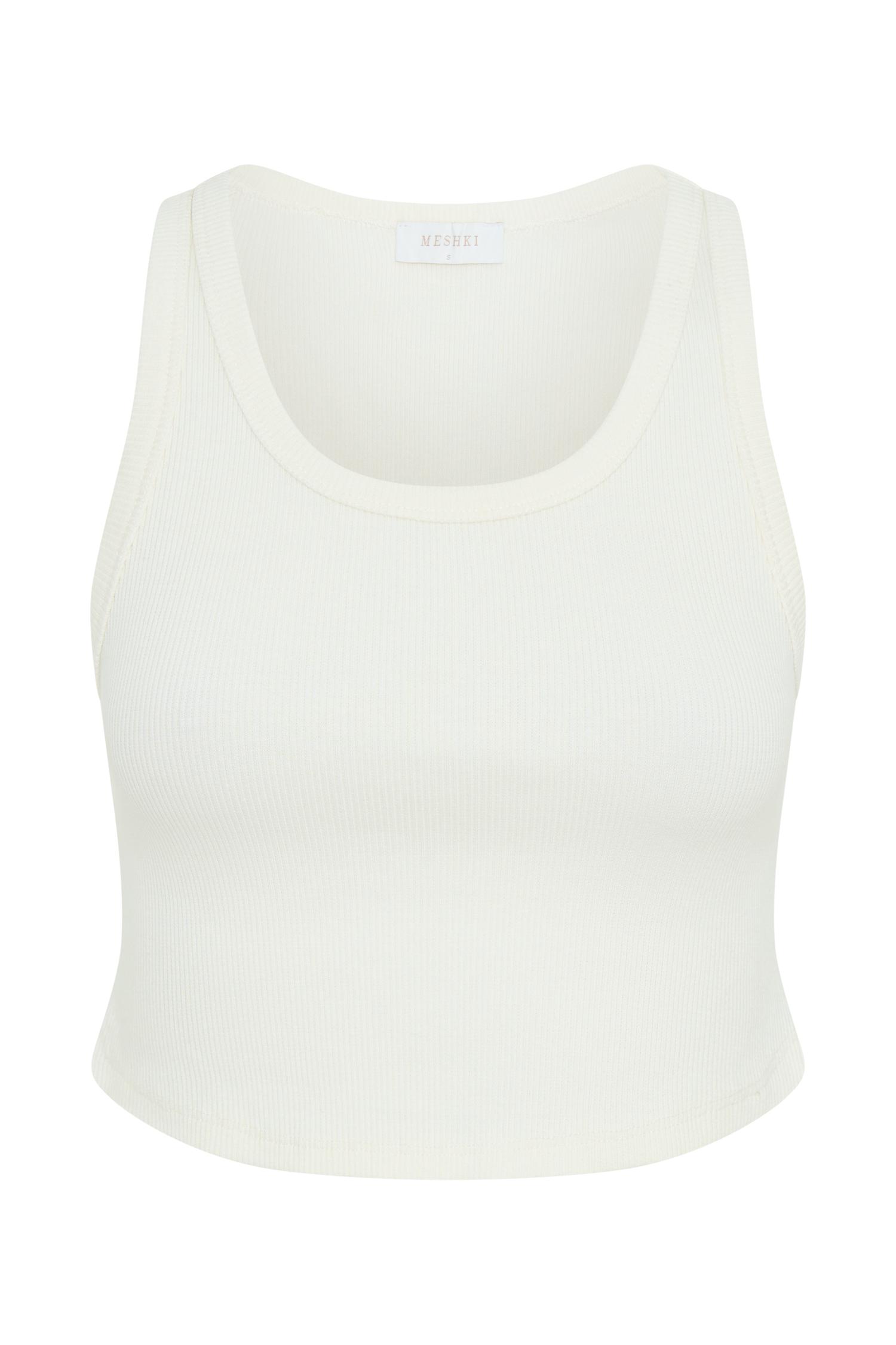 Morgana Ribbed Tank Top - White Product Image