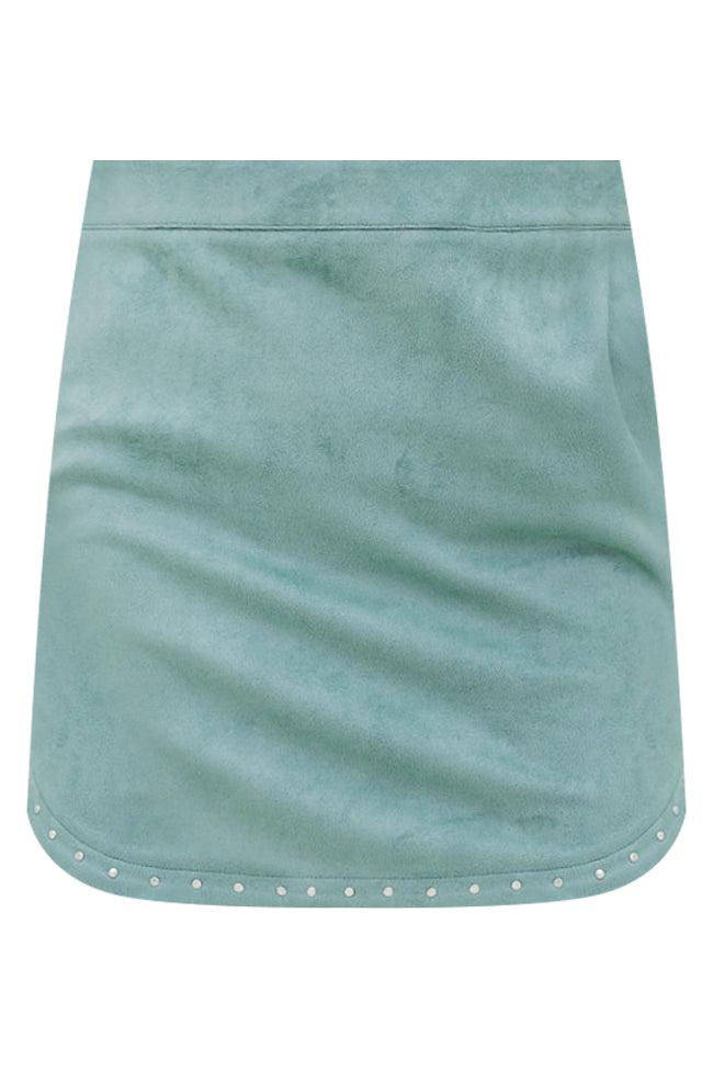 Cancel Our Plans Green Studded Suede Skirt FINAL SALE Product Image