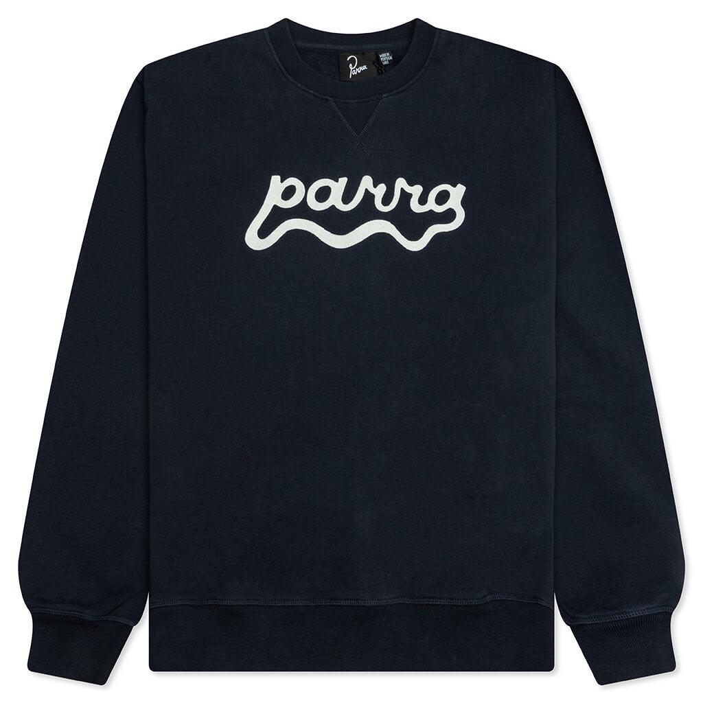 Water Wave Logo Crew Neck Sweatshirt - Navy Blue Male Product Image