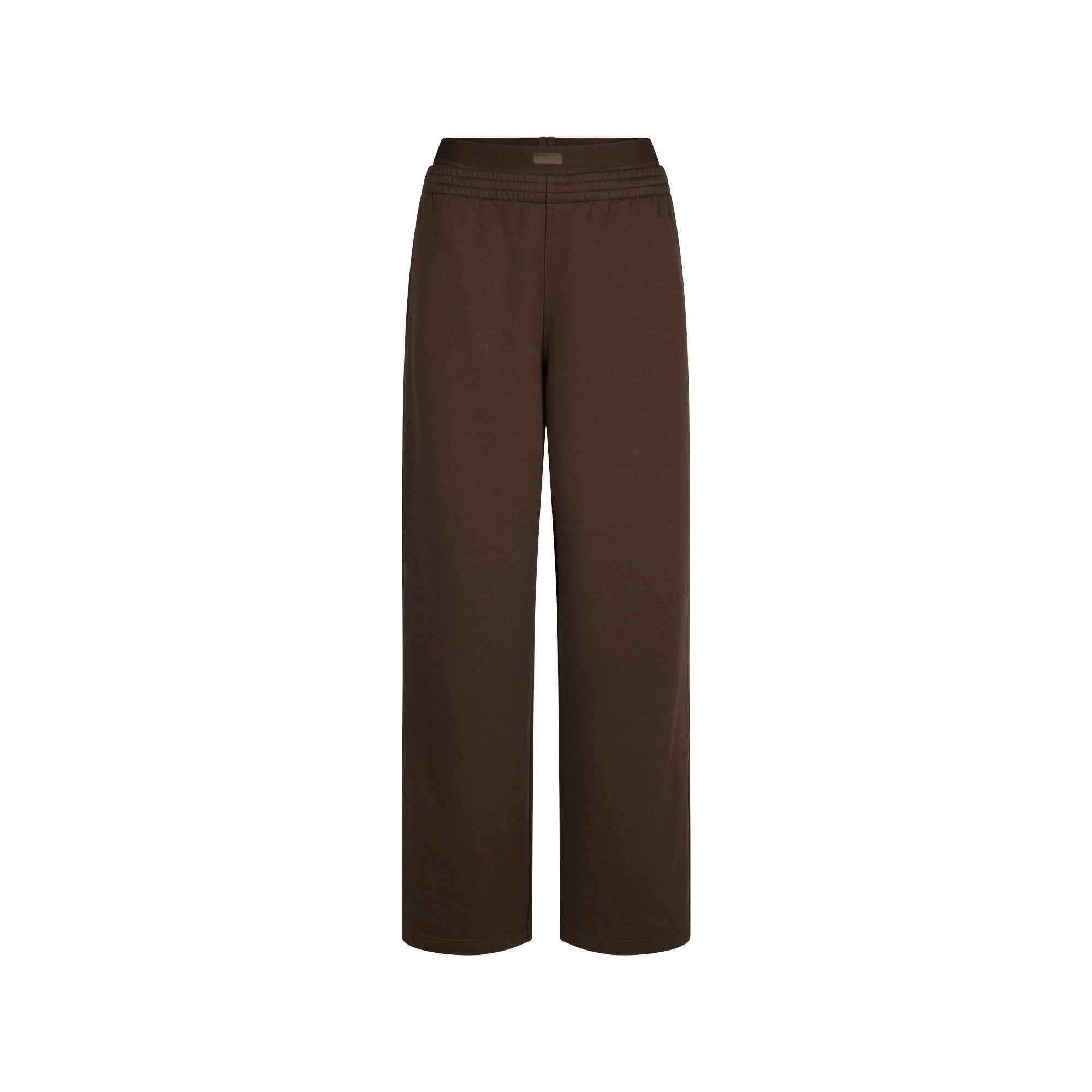 COTTON FLEECE OVERSIZED DOUBLE WAISTBAND PANT | DARK SEPIA Product Image