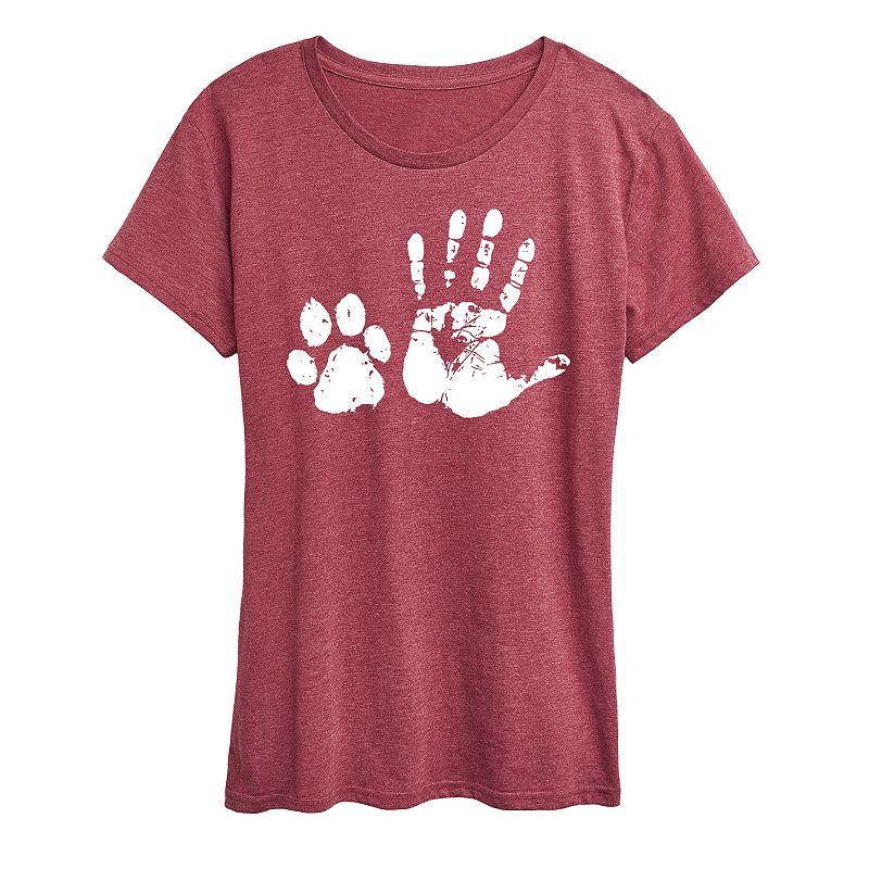 Women's Hand And Paw Print Graphic Tee, Girl's,  Product Image