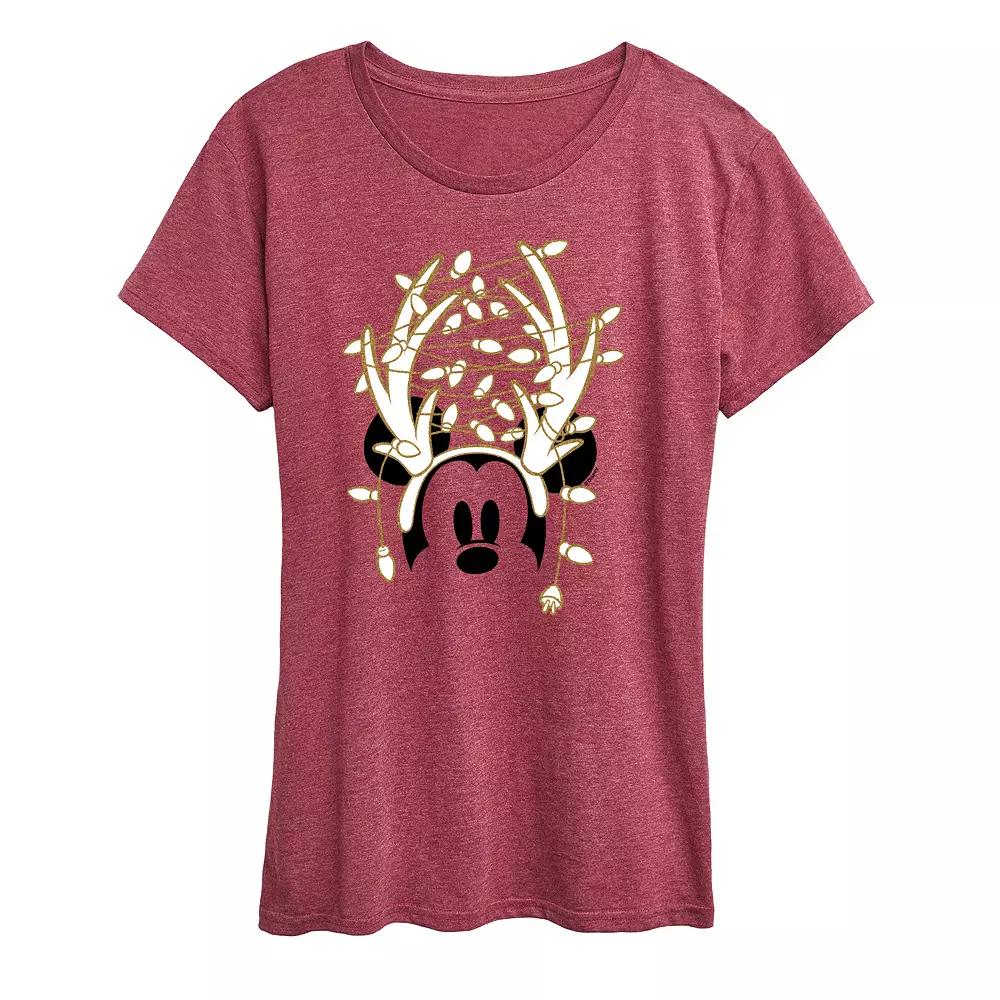 Disney's Mickey Mouse Women's Glitter Antlers Graphic Tee, Girl's,  Product Image
