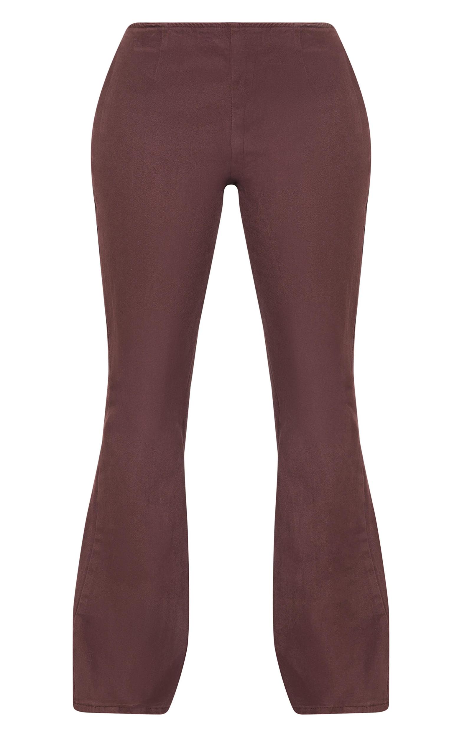 Shape Brown Denim Lace Up Back Flare Jeans Product Image