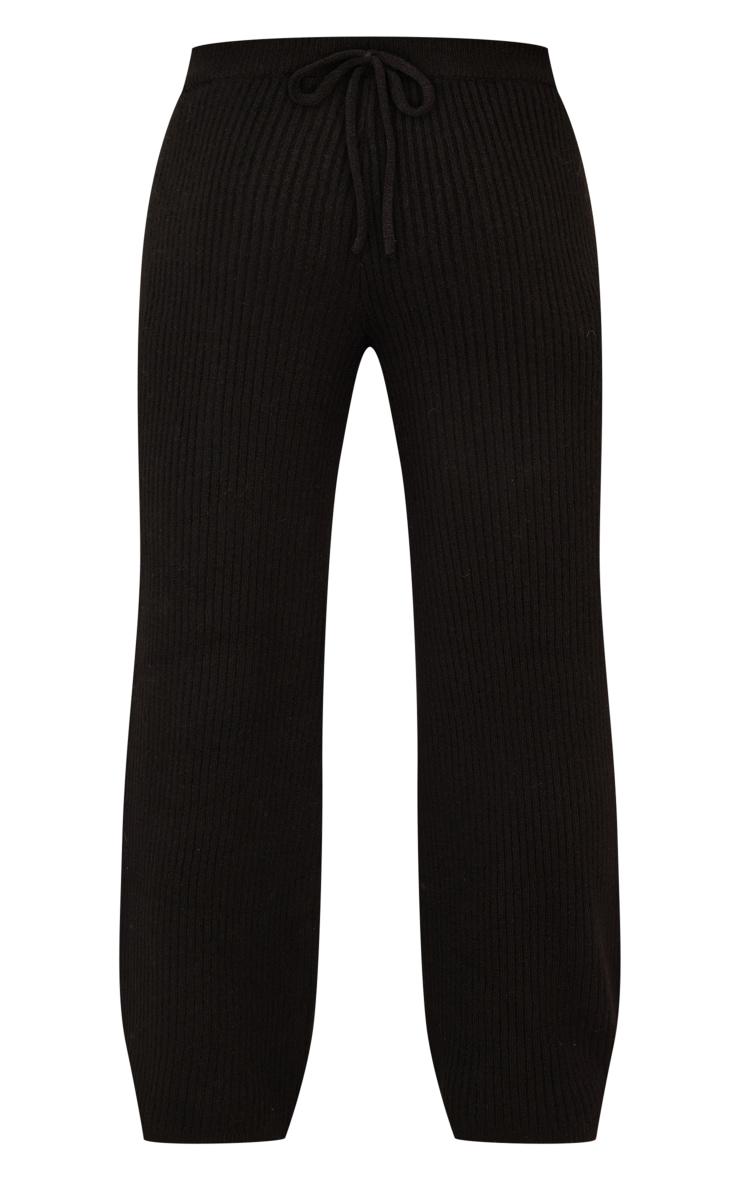 Petite Black Knit Wide Leg Pants Product Image