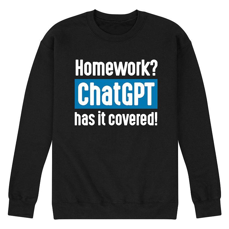 Mens Homework ChatGPT Has It Covered Graphic Fleece Blue Product Image