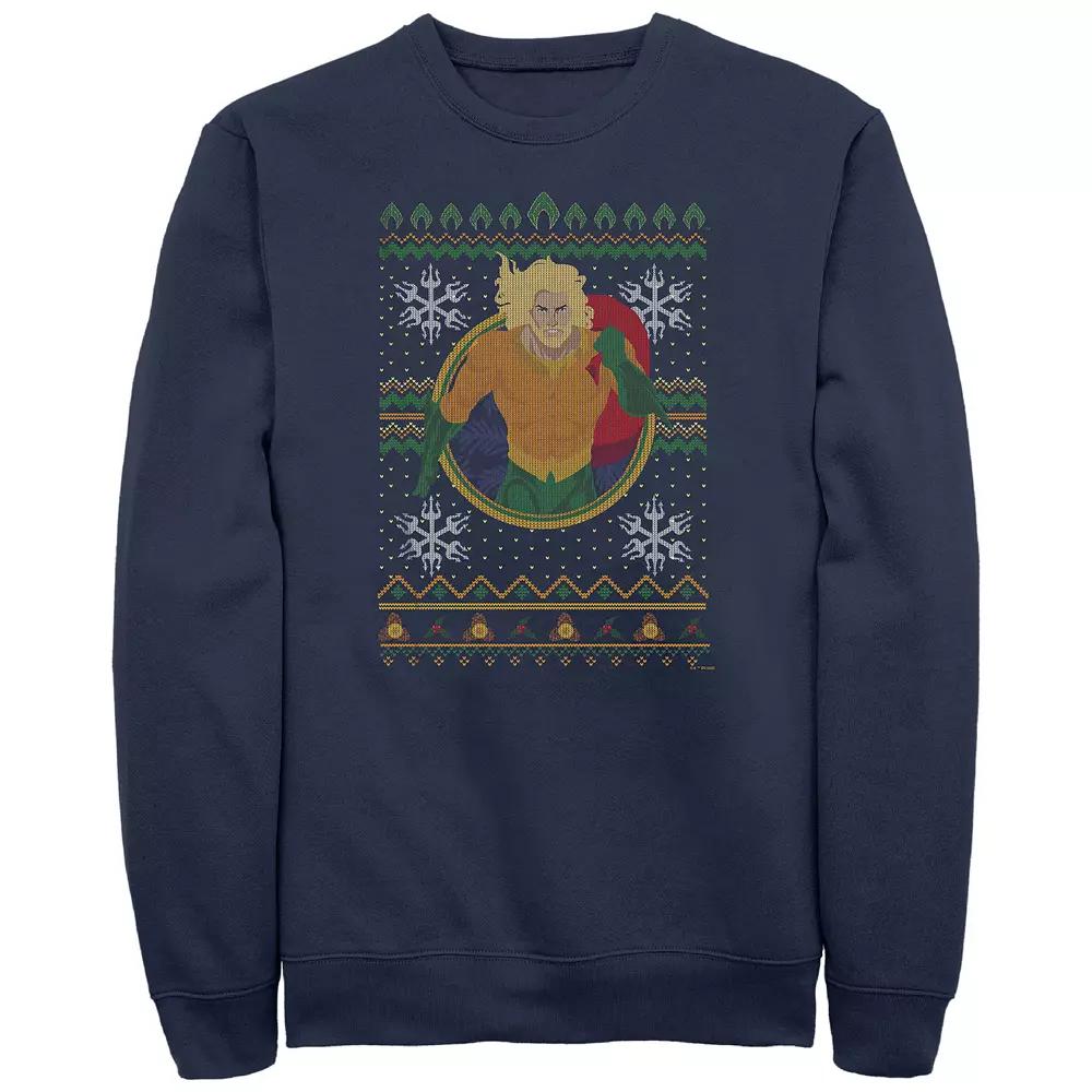 Big & Tall Aquaman Christmas Sweater Graphic Tee, Men's,  Product Image