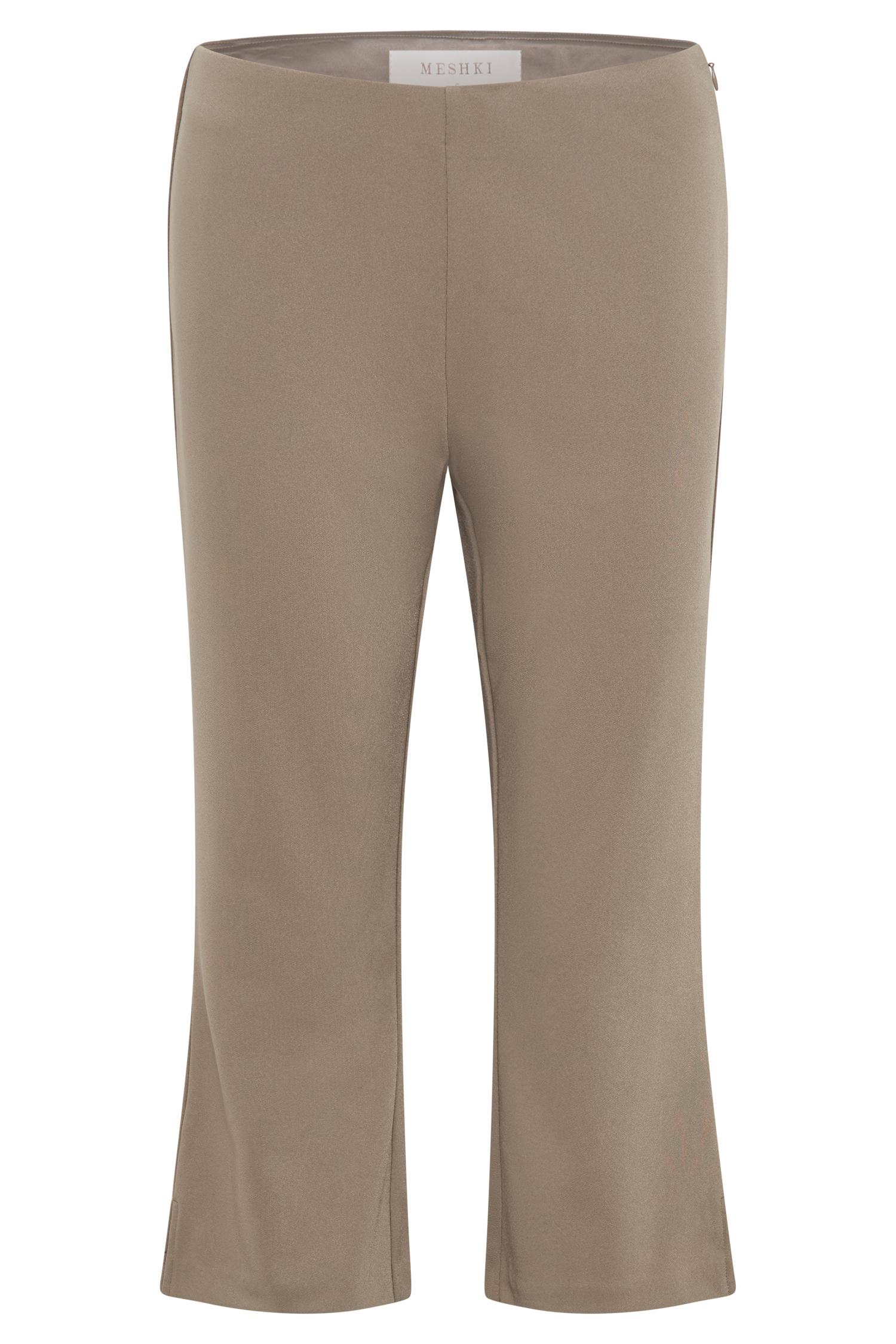 Layla Flared Crepe Capri Pants - Mushroom Product Image