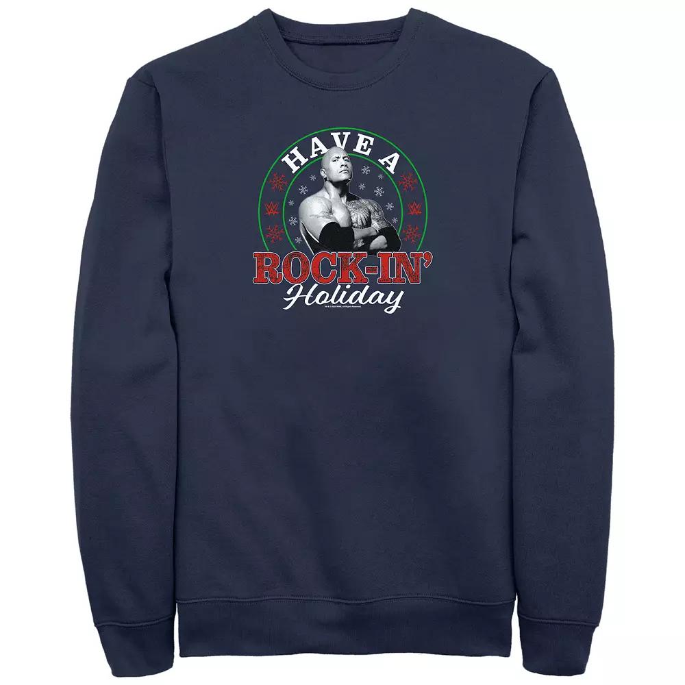 Big & Tall WWE Have A Rock-In' Holiday Stamp Graphic Fleece, Men's,  Product Image