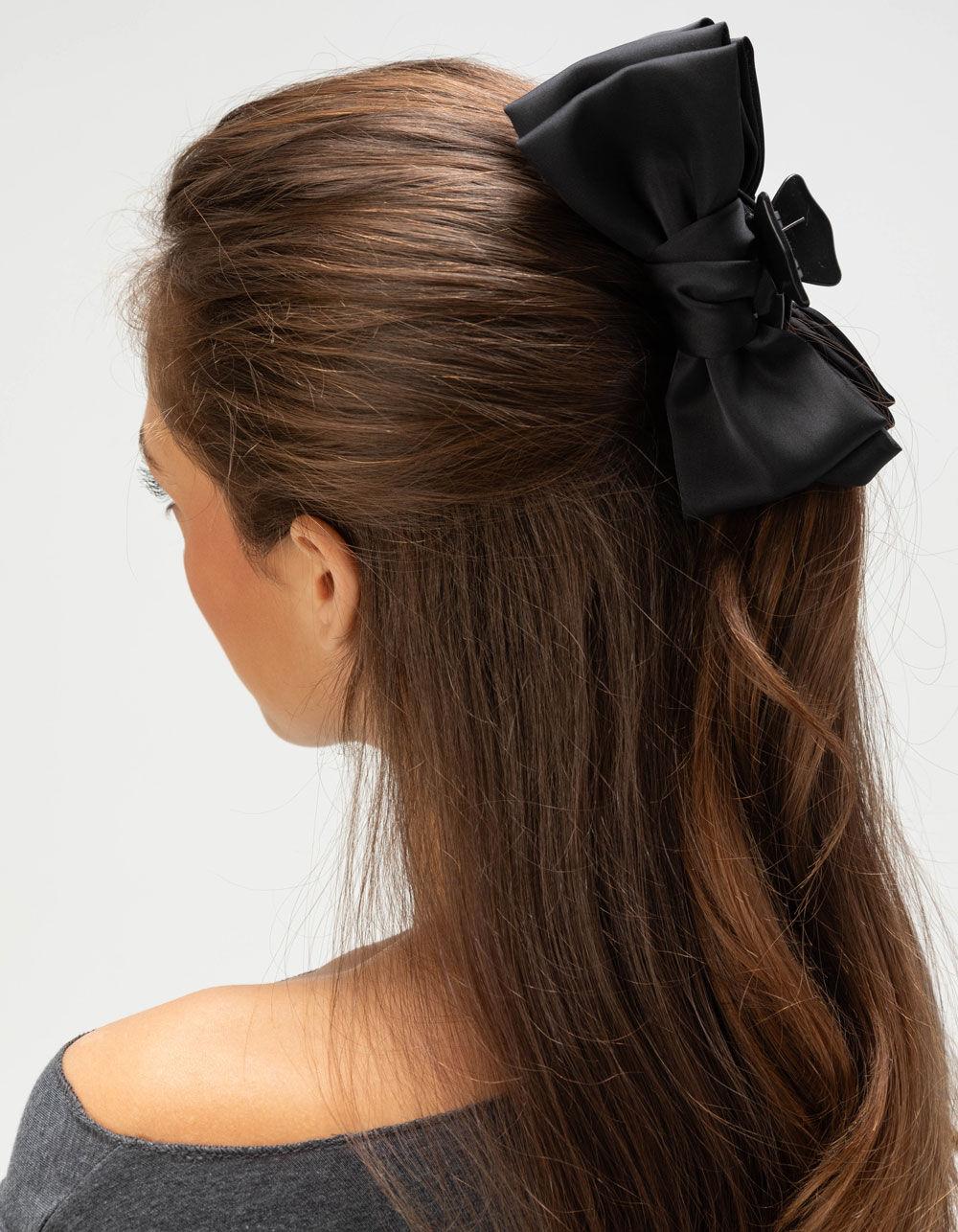 FULL TILT Satin Bow Claw Clip - BLACK Product Image