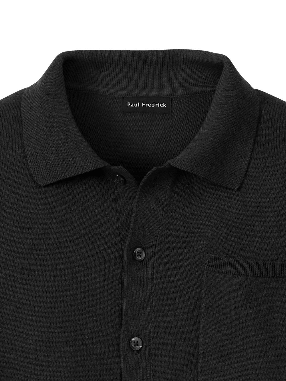 Supima Cotton Button Front Polo - Black Product Image