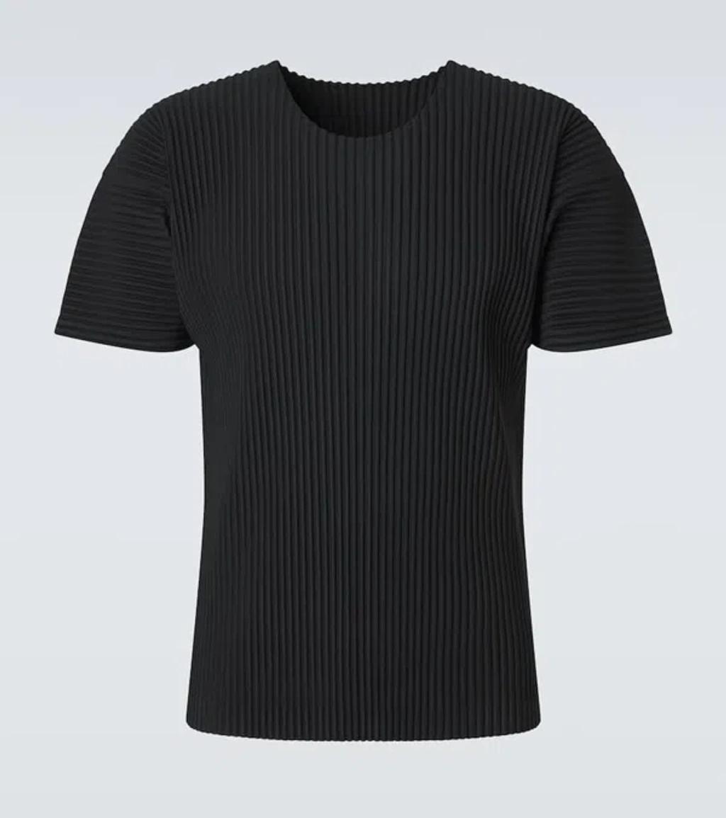 ISSEY MIYAKE Ribbed Crew Neck Short Sleeve T-shirt In Black Product Image