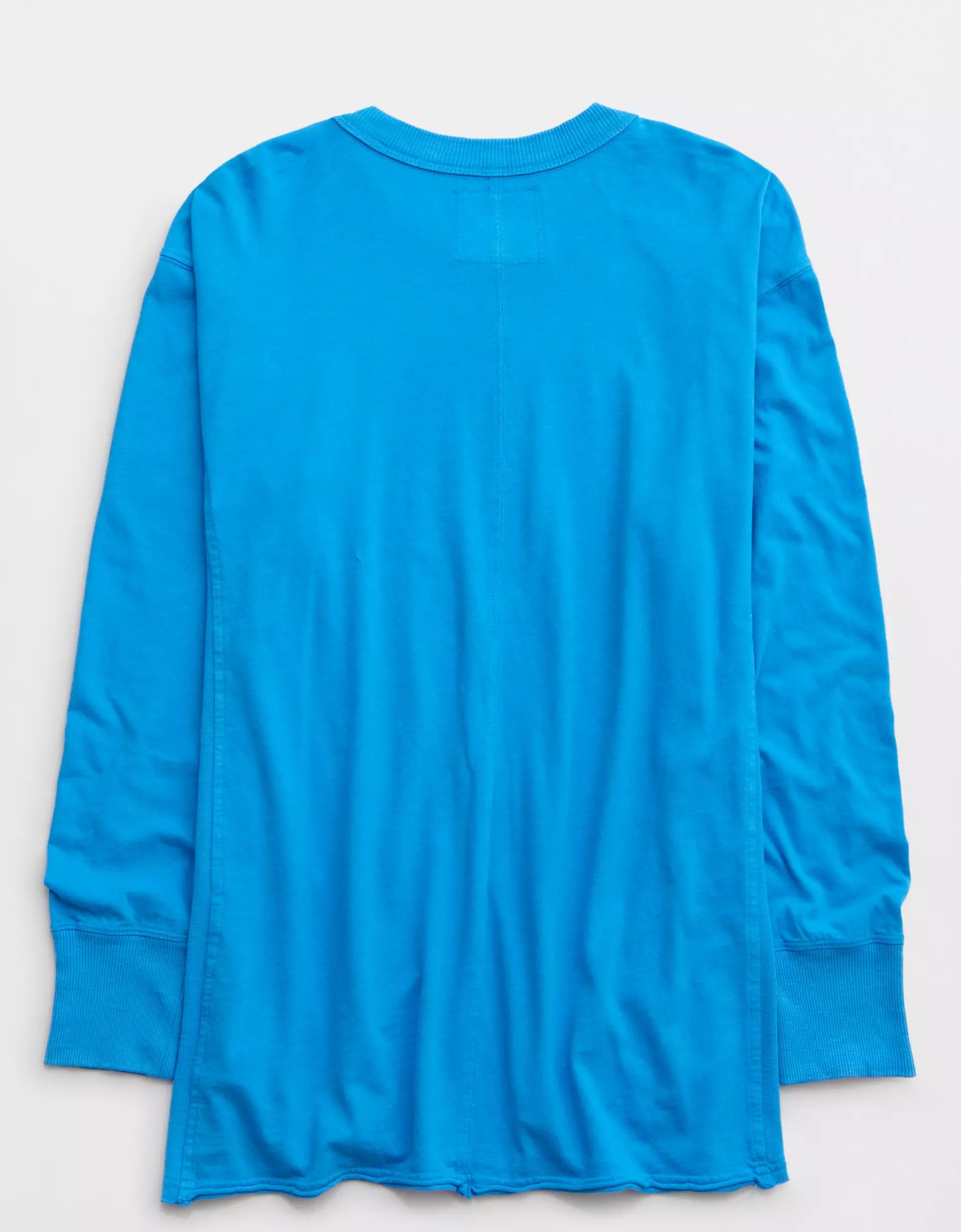 Aerie Cozy Long Sleeve Oversized Smiley® Graphic Boyfriend T-Shirt Product Image