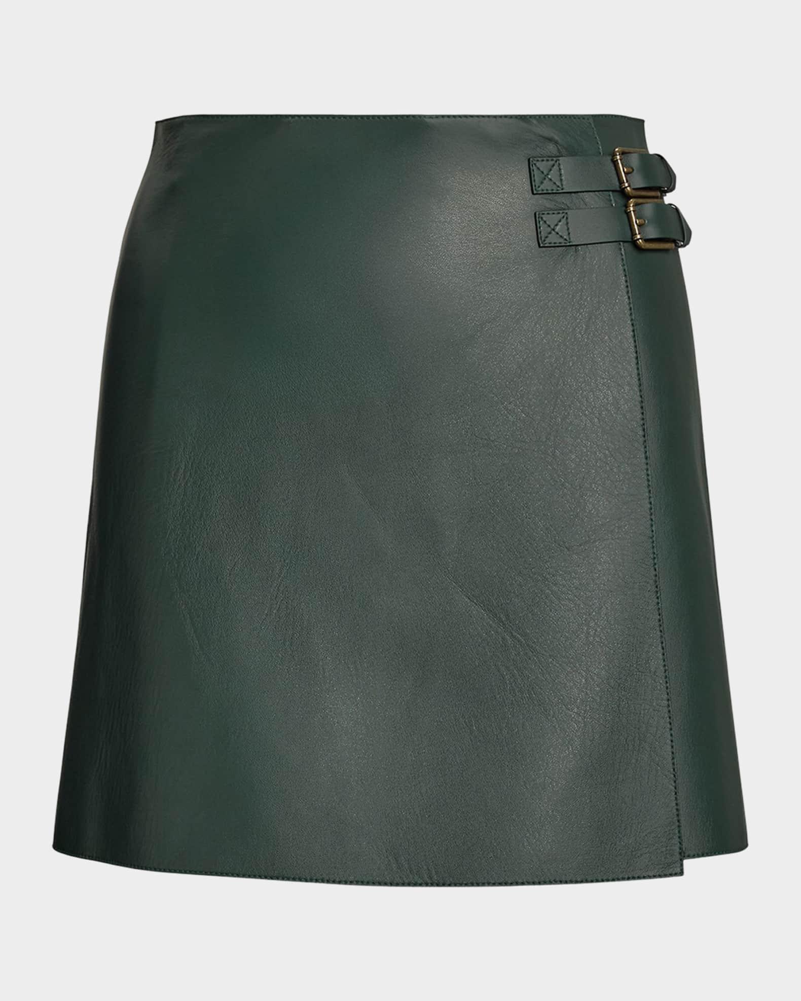 Kyler Belted Leather Skirt  Product Image