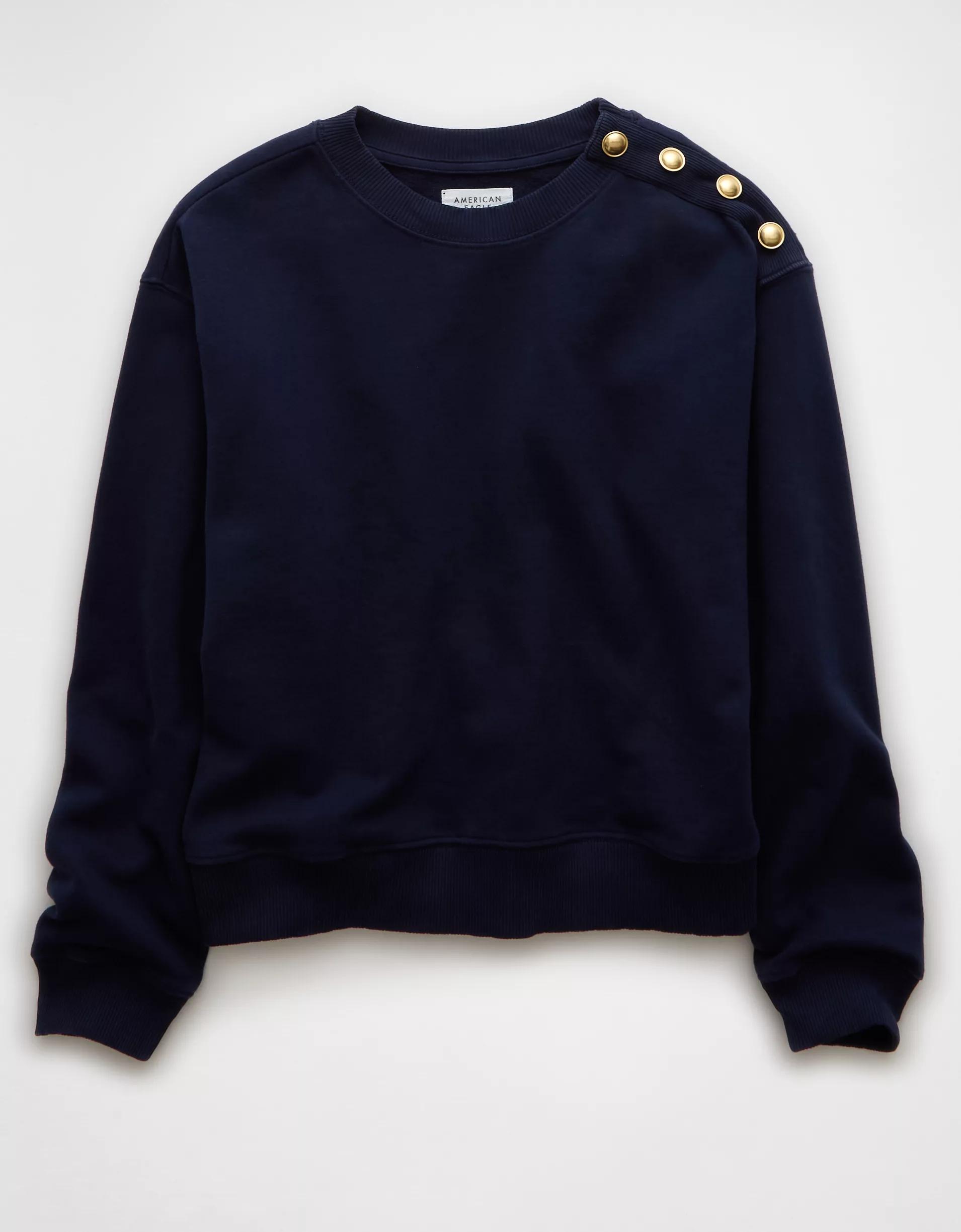 AE Button Shoulder Sweatshirt Product Image
