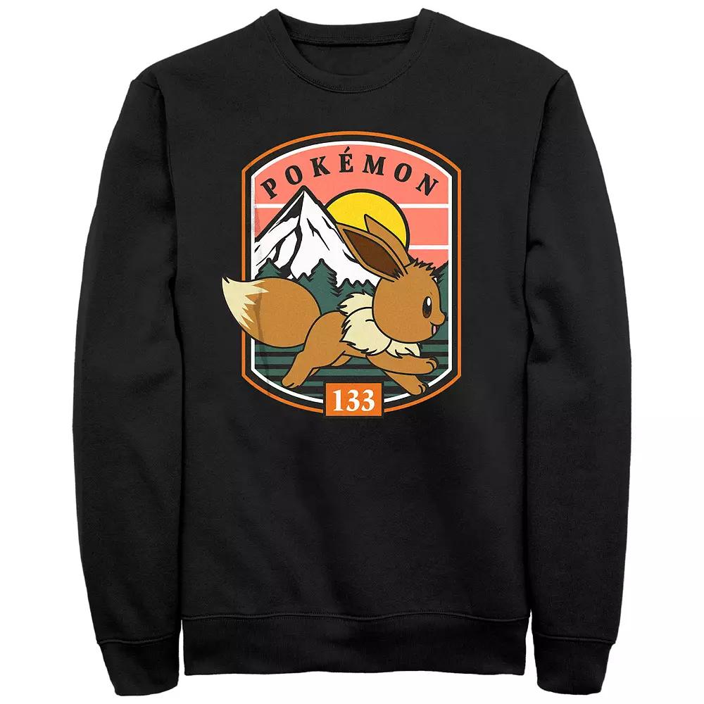 Men's Pokemon Eevee Running Stamp Graphic Fleece, Size: Large, Black Product Image